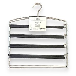 RICHARDS Black 4 Tier Closet & Storage Clothes Hanger Space Saving w Swing Arm